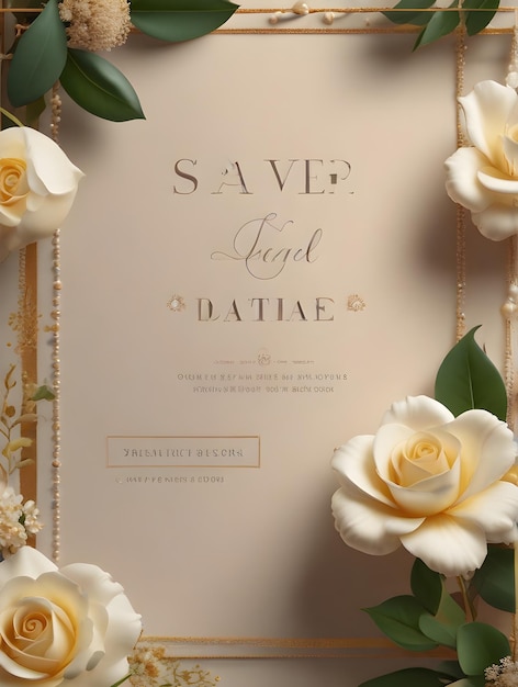 3D Wedding invitation greeting cards floral backgrounds templates with copyspace