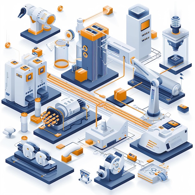 3D where house Manufacturing Isometric with Modern AI Technology