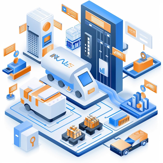 3D where house Manufacturing Isometric with Modern AI Technology