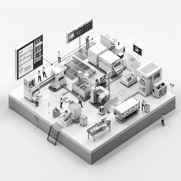 3D where house Manufacturing Isometric with Modern AI Technology