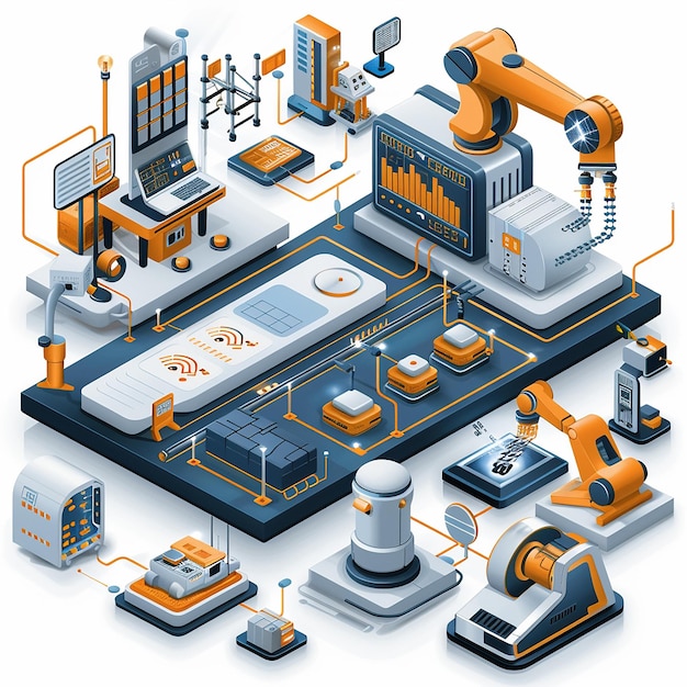 3D where house Manufacturing Isometric with Modern AI Technology