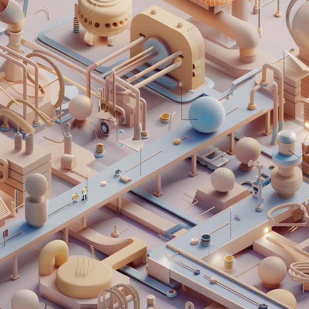 3D where house Manufacturing Isometric with Modern AI Technology