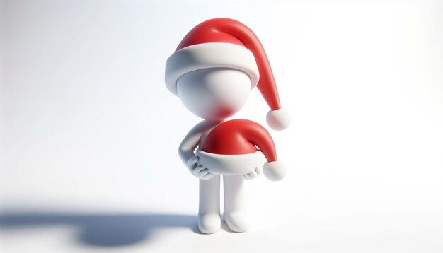 Photo 3d white figure with santa claus hat christmas celebration time