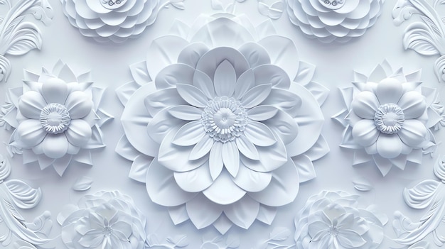 3D white flower petals highly detailed intricate elegant symmetrical