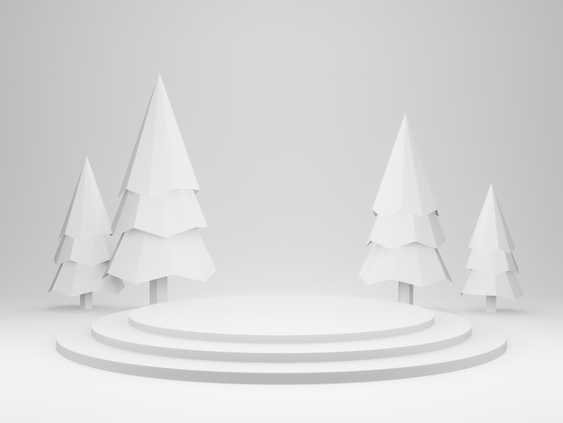 3D white geometric Christmas podium