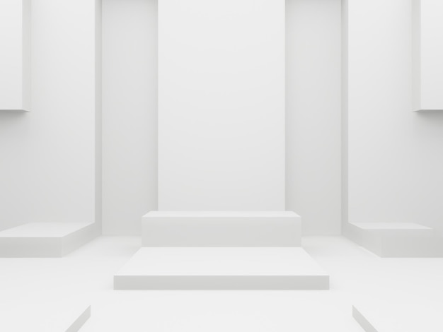 3D white geometric podium