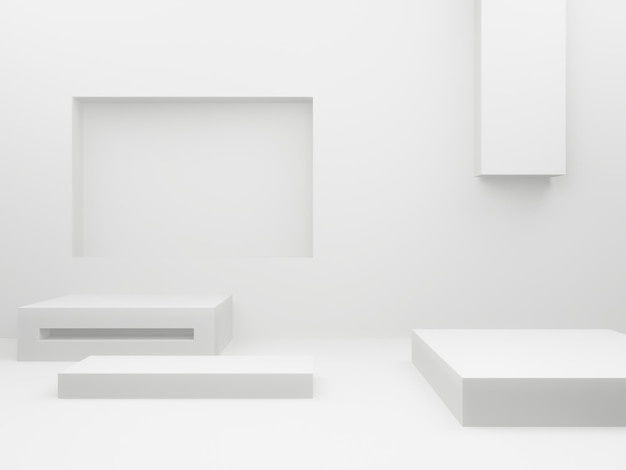 3D white geometric podium