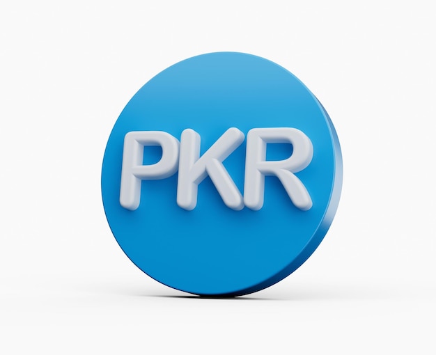 3d White Pakistani Rupee PKR Symbol With Rounded Blue Icon On White Background 3d illustration