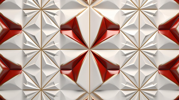 3d white panels with red gold decor elements