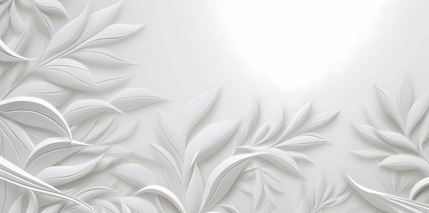 3d white paper floral pattern on white background Generative AI illustrations