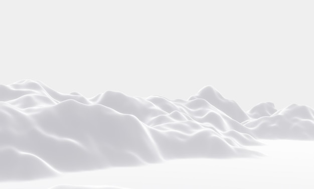 3D white snowy mountain