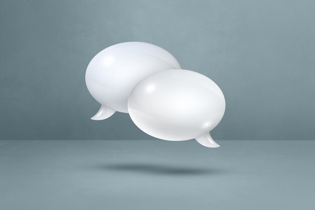 3D white speech bubbles isolated on grey background