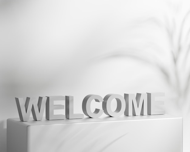 3D white welcome sign