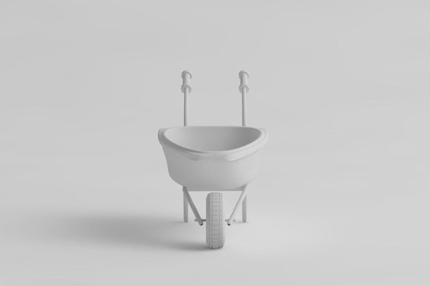 3D White wheelbarrow