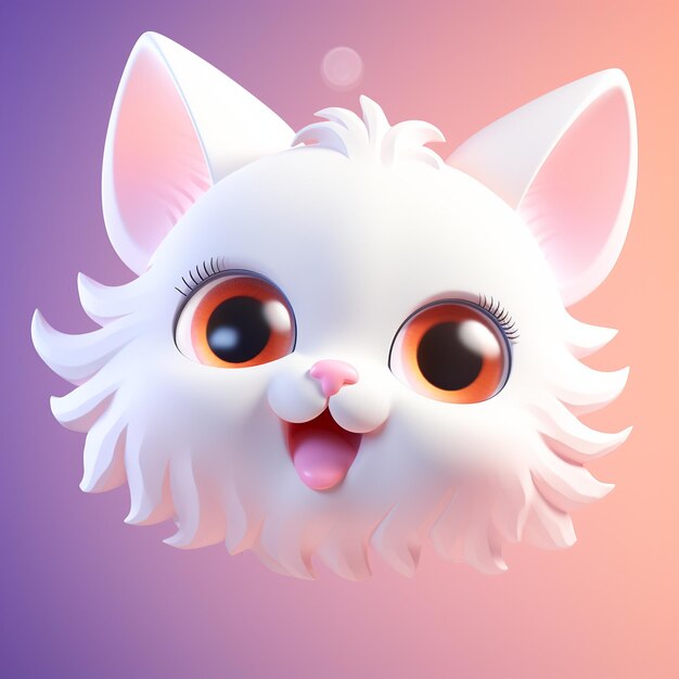 3D Wink Cat Icon Emotions and Pet logo illustration