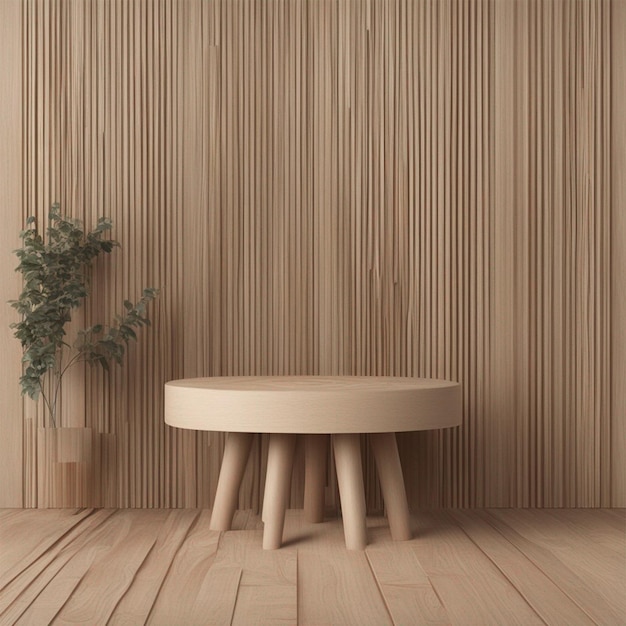 3d wood rendering minimalist podium ai generated