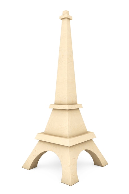 3d Wooden Eiffel tower statue on a white background