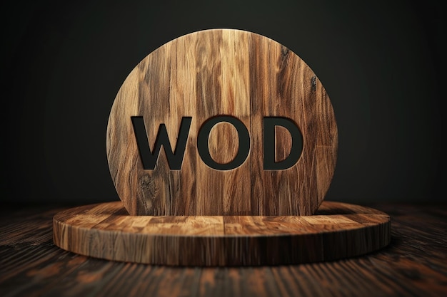 Photo a 3d wooden stage with the word wood on it