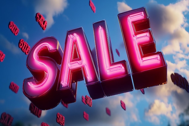 3D Word SALE with Percentages Flying Nearby