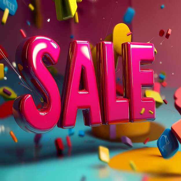 3D Word SALE with Percentages Flying Nearby