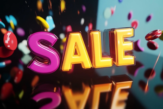 3D Word SALE with Percentages Flying Nearby