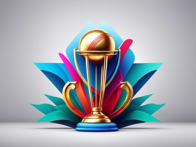 3d world cup trophy cricket world cup poster design isolated on gradient background ai generated