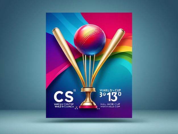 3d world cup trophy cricket world cup poster design isolated on gradient background ai generated