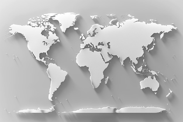 Photo a 3d world map in white modelwhite clean background