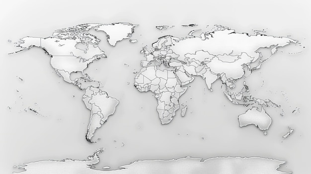 Photo a 3d world map with detailed country borders