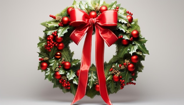 3d wreath with holly leaves berries