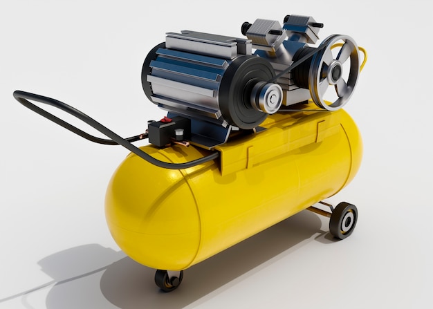 3d yellow air compressor high angle