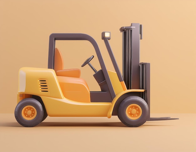 Photo 3d yellow forklift with black wheels 3d render