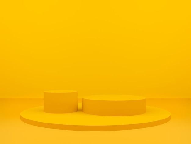 3D yellow geometric podium Yellow background