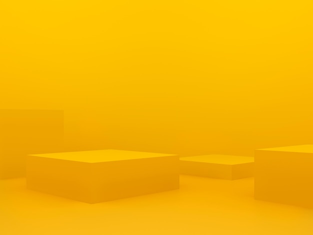 3D yellow geometric podium Yellow background