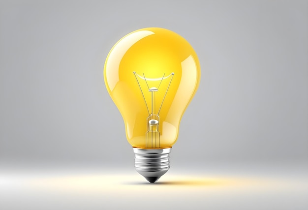 3D yellow light bulb icon for creative business solutions