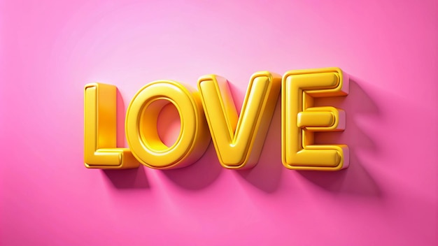 Photo 3d yellow love text written in capital letters on