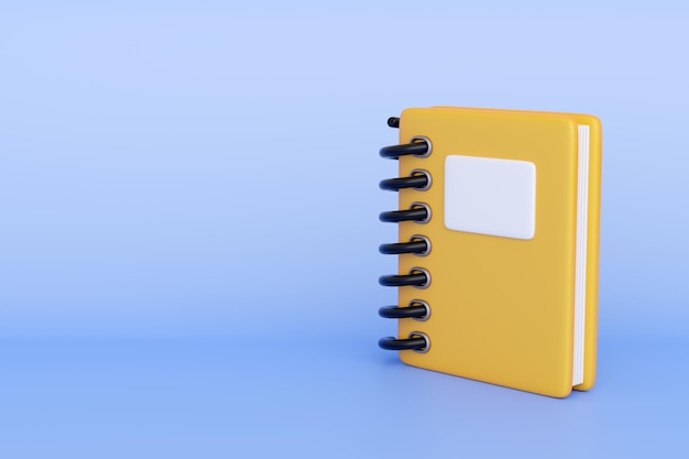 3d yellow notebook on spiral