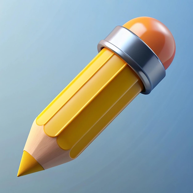 3d yellow pencil icon for business