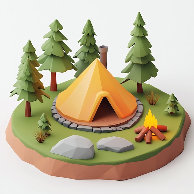 3D Youth Camp Icon Outdoor Adventure for Kids Illustration Logo