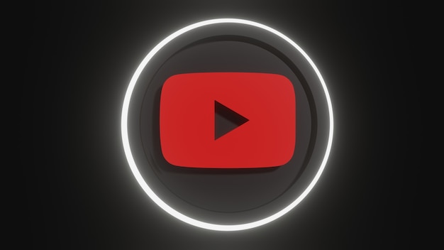 3d youtube neon icon on the neon shadow wall