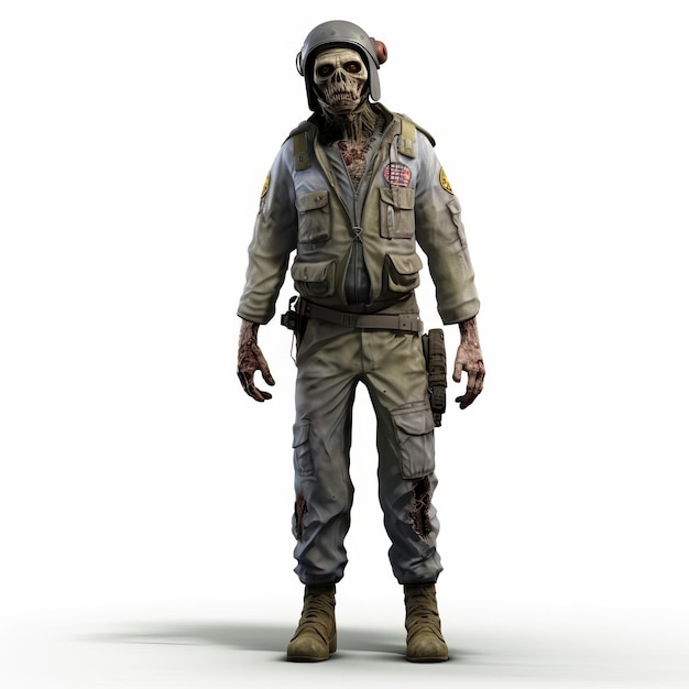 3d Zombie Airman First Class Full Body On White Background