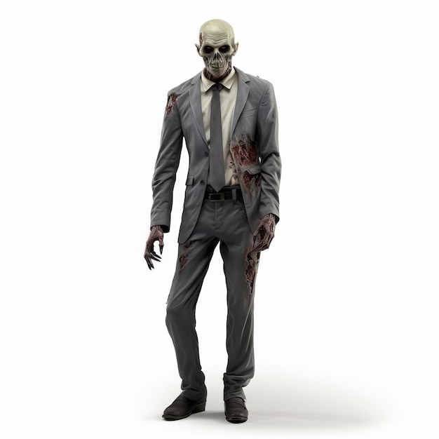 3d Zombie In Business Suit Isolated On White Background