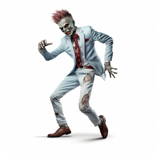 3d Zombie French Twist Full Body On White Background