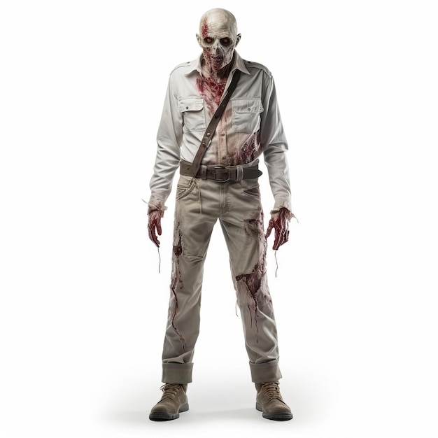 Photo 3d zombie messenger uniform on white background image