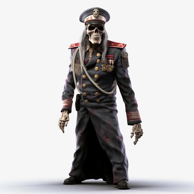 3d Zombie Vice Admiral In Full Body On White Background