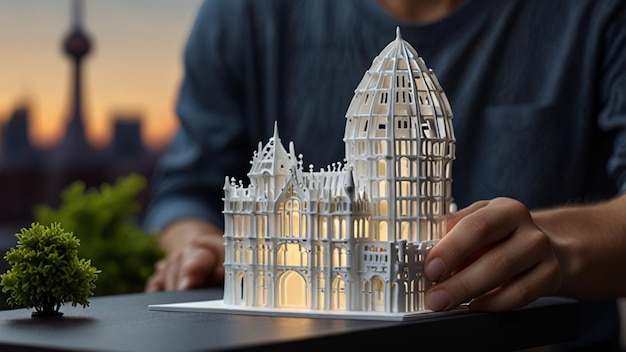 Photo 3dprinted buildings and structures in a modern metropolis