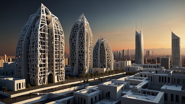 3Dprinted buildings and structures in a modern metropolis