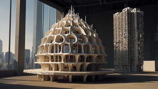 3Dprinted buildings and structures in a modern metropolis