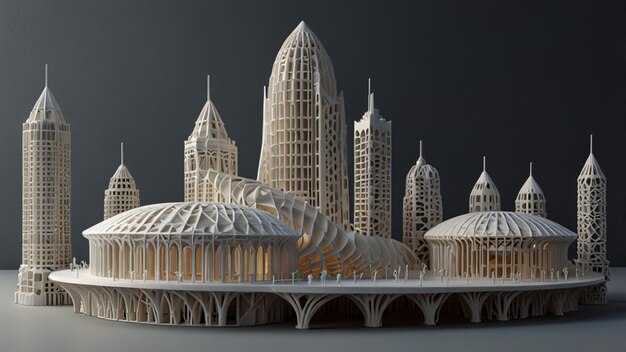 3Dprinted buildings and structures in a modern metropolis