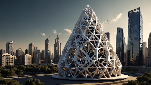 Photo 3dprinted buildings and structures in a modern metropolis